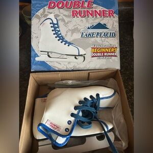 Lake Placid Double Runner Easy-Learning  Beginner Ice Skates SZ 12J Blue/White